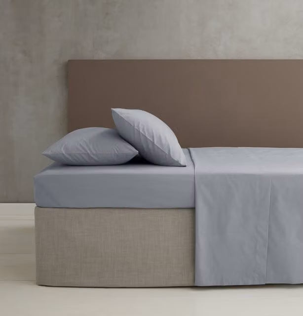 Catherine Lansfield Easy Iron Grey Percale Weave Flat Sheet