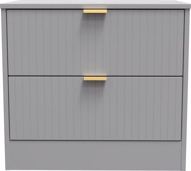 Ready Assembled 2 U Denver 2 Drawer Side Table in Grey