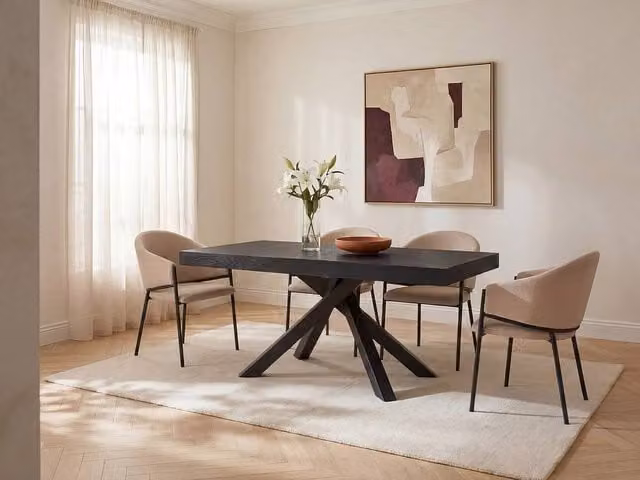 Vente-unique Black Extendable Rectangular Dining Table in MDF and Metal, W/D/H: 100 x 90 x 75 cm