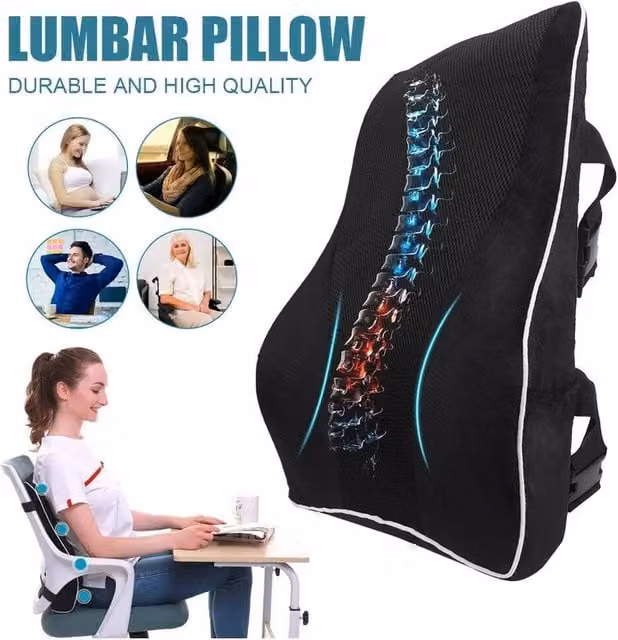SPETLEK Black Memory Foam Lumbar Back Support Cushion, W/D/H: 190 x 100 x 1 cm – 1