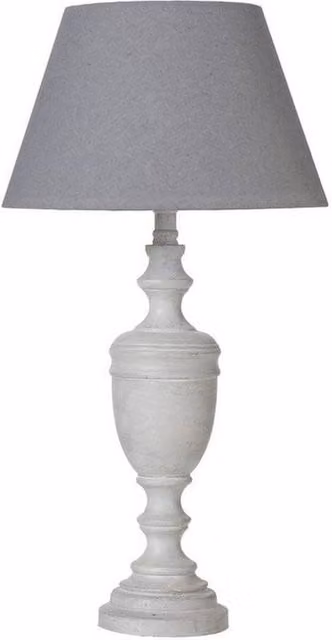 Lemon Pavilion Furniture and Decor Lentia Urn Table Lamp with Grey Linen Shade and Wood Base, W: 12 cm, D: 12 cm, H: 45 cm