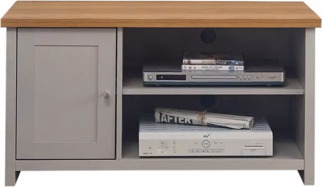 GFW Lancaster Small Modern TV Cabinet in Grey and Oak