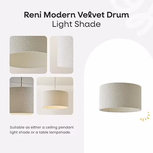 ValueLights Reni Modern Charcoal Grey Boucle Drum Ceiling Lamp Shade, Width: 45 cm – 5