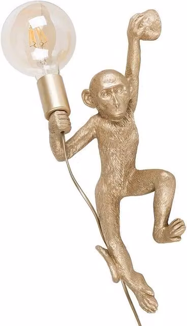 FORGEVIO Monkey Holding a Light Bulb Wall Light in Gold/Brass