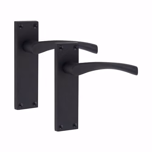 Golden Grace Victorian Scroll Astrid Latch Handles in Matt Black, 1 Pair