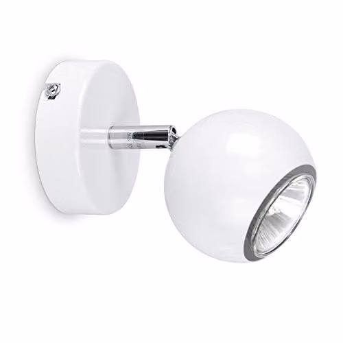 ValueLights MiniSun Modern Adjustable Single Eyeball Wall Spotlight in White and Chrome Finish – 1