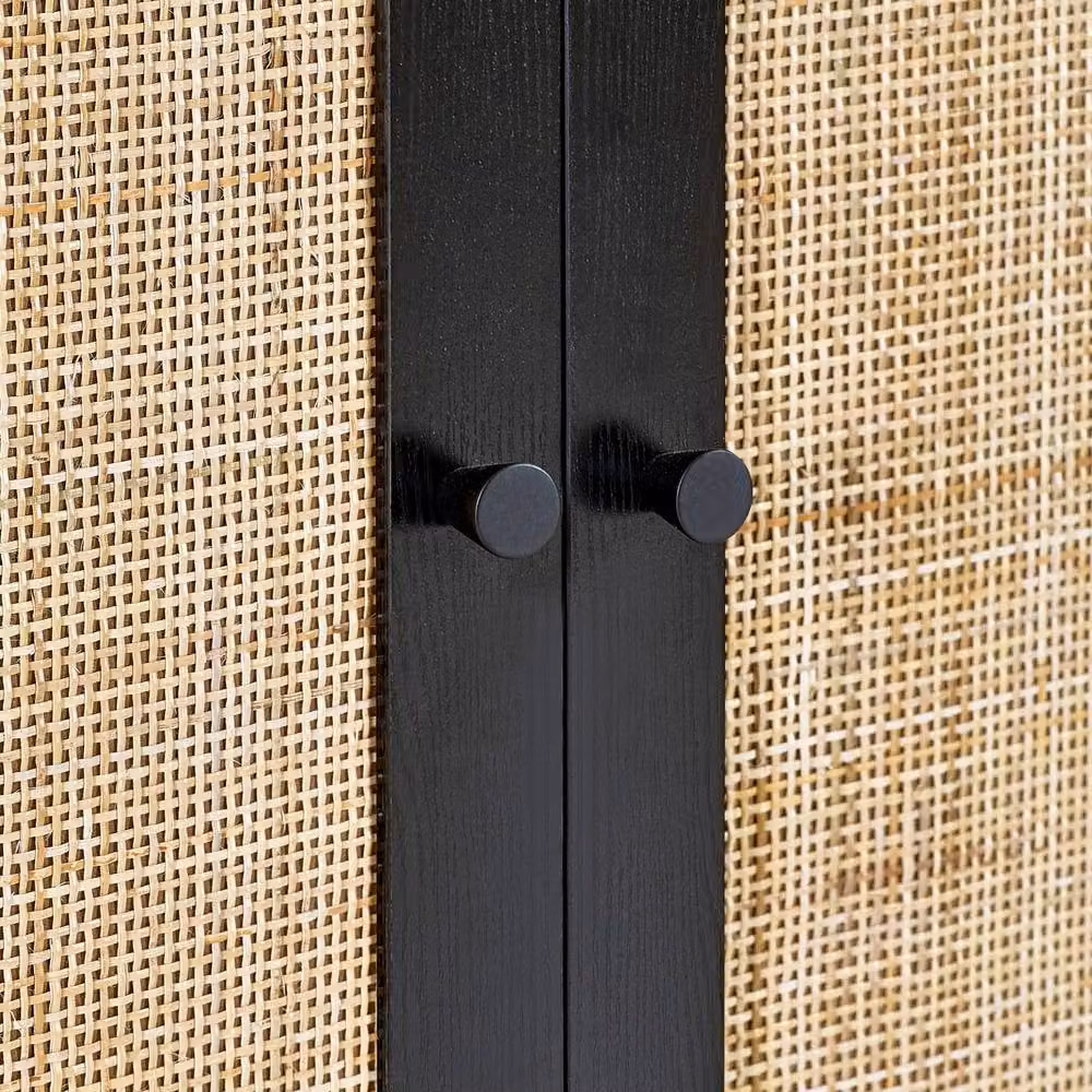 Cheshire Premium Trelawny Black Rattan Freestanding Wardrobe with Hinged Doors and Hanging Rod – 4