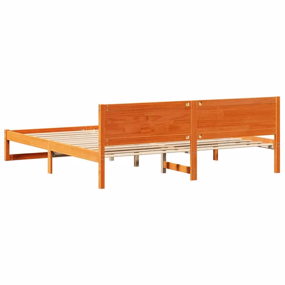 Berkfield Home Solid Pine Wood Bed Frame in Waxed Brown, 200 x 200 cm – 3