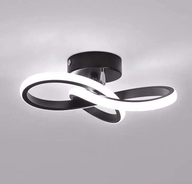 Goeco Modern Organic LED Ceiling Light in Black, 22W, 2500LM, 6500K, Diameter: 25 cm