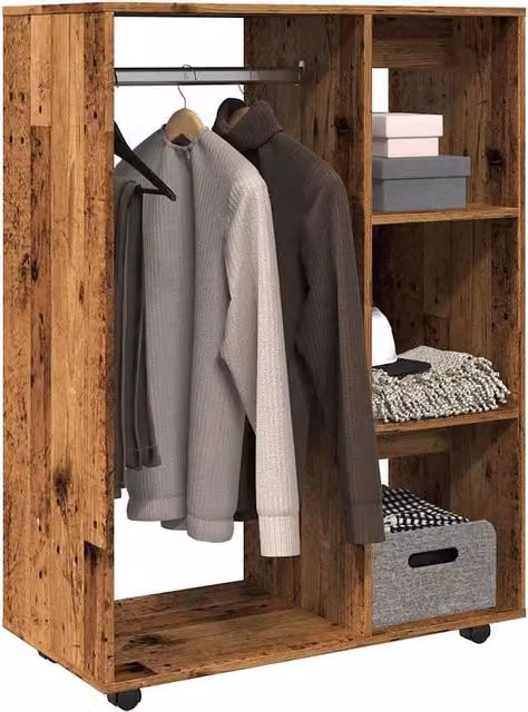 Berkfield Home Rustic Old Wood Wardrobe in Brown, W/D/H: 80 x 40 x 110 cm