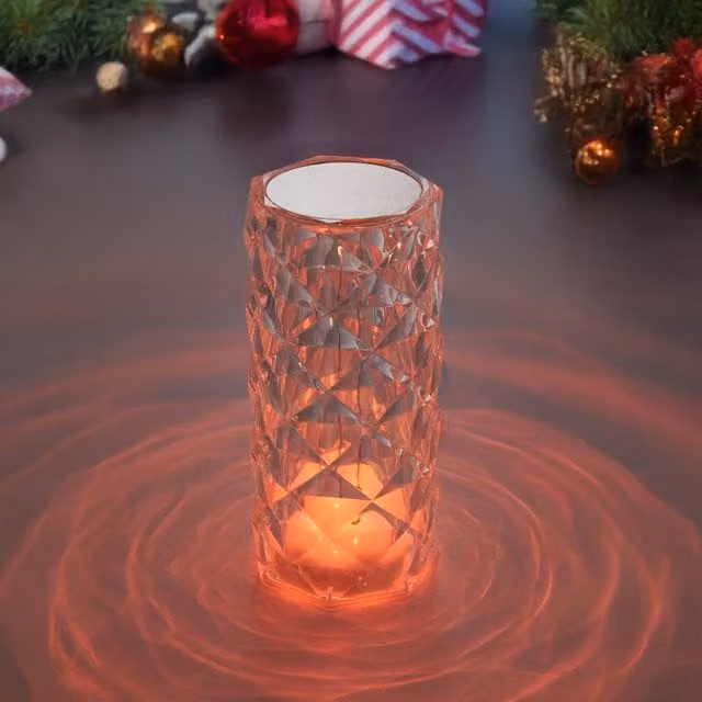 Lifeideas Rose Effect Dimmable LED Table Lamp in Transparent Glass, Height: 16 cm