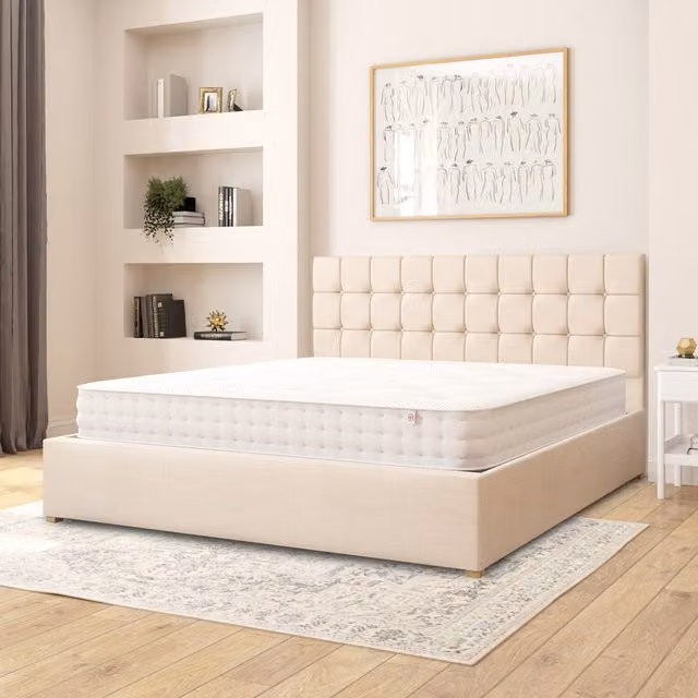 Aspire Sinatra Fabric Ottoman Storage Bed in Cream Malham Weave, Superking (W: 200 cm x D: 200 cm)