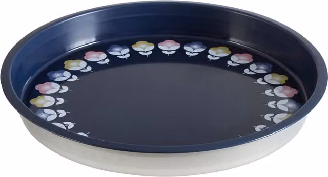 Orsina Joni Round Geometric Metal Serving Tray in Blue
