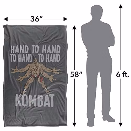 LOGOVISION Mortal Kombat Klassic Goto Hand To Hand Kombat Super Soft Silky Feel Fleece Blanket, Multicolour and Grey, W: 91.44 cm, D: 147.32 cm – 4