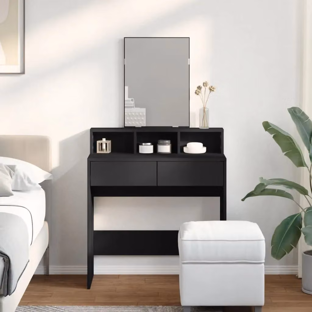 Berkfield Home Modern Dressing Table with Mirror in Black, W: 80 cm, D: 41 cm, H: 144.5 cm – 3