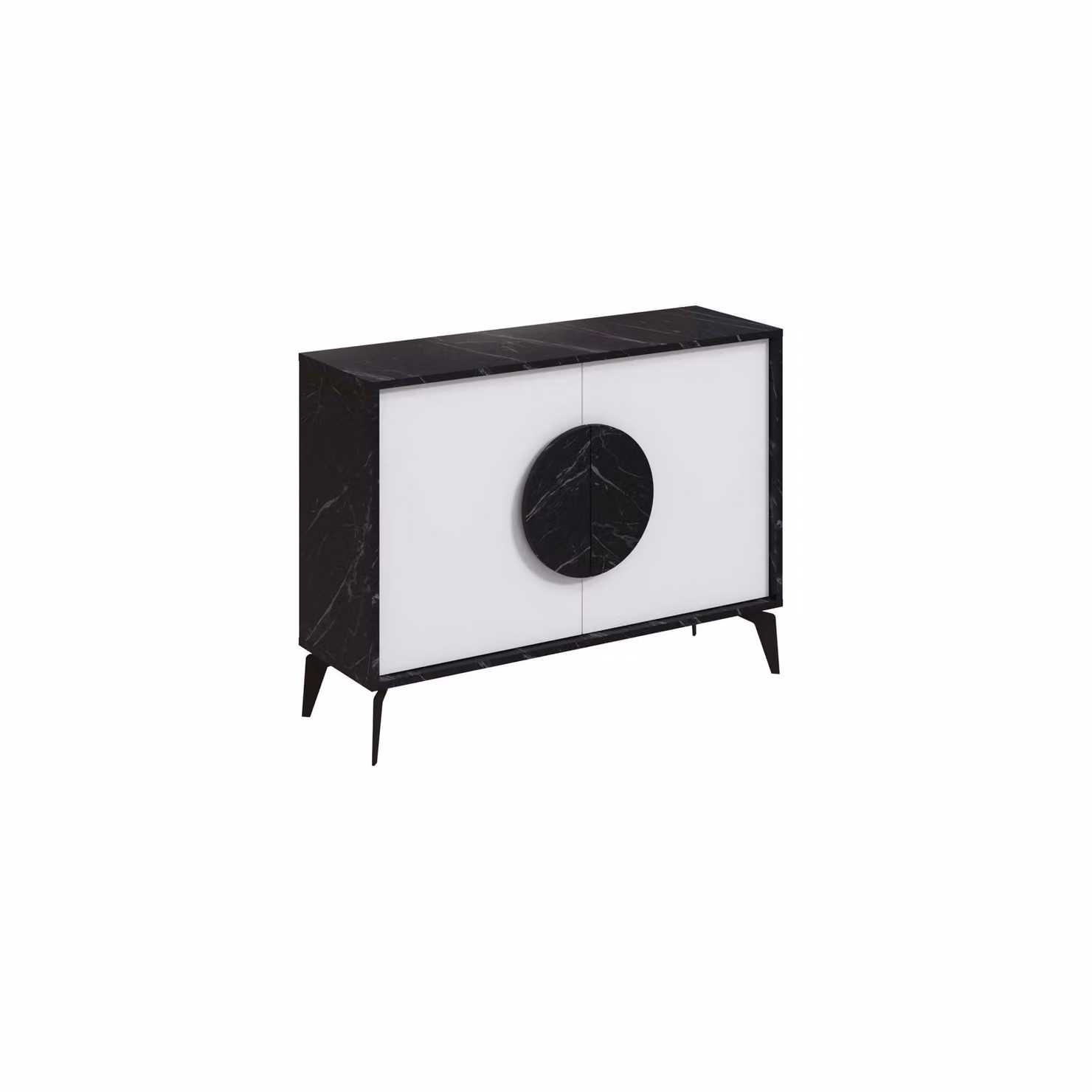 Decortie Gora 2 Door Sideboard in Jet Black with Metal Legs, 2 Pack, Width: 110 cm – 2