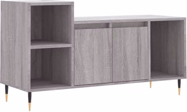 Berkfield Home Modern Grey Sonoma TV Cabinet with Hinged Doors and Internal Shelves, W/D/H: 100 x 35 x 55 cm