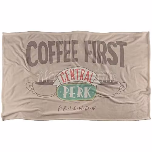 Warner Bros. Friends The One With The Silky Touch Super Soft Fleece Throw Blanket, Beige/Multicolour, W: 91 cm, D: 147 cm