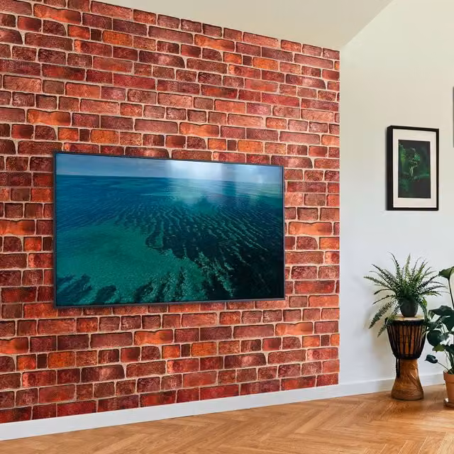 Novecrafto 3D Brick Effect Wall Panels, Red PVC Plastic Cladding, 6 Sheets, W/H: 96 x 48 cm