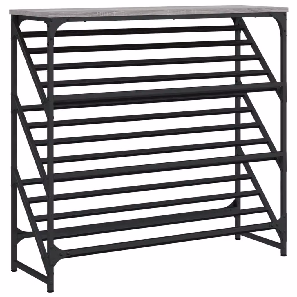 Berkfield Home Shoe Rack in Grey Sonoma, W/D/H: 90 x 30 x 85 cm – 2