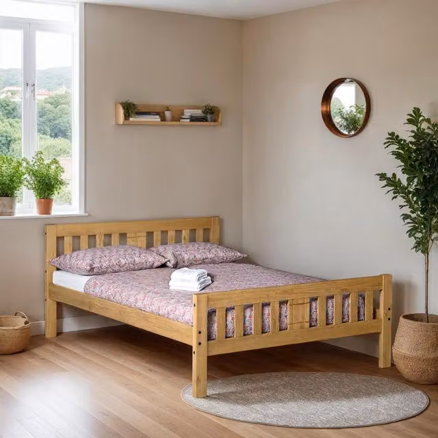 Seconique Rio Double Bed Frame in Brown Distressed Waxed Solid Pine