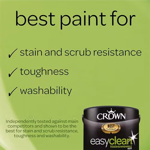 Crown EASYCLEAN Grey Black Matt Emulsion Wall Paint, Water Based and Solvent Free, 2.5L – 3