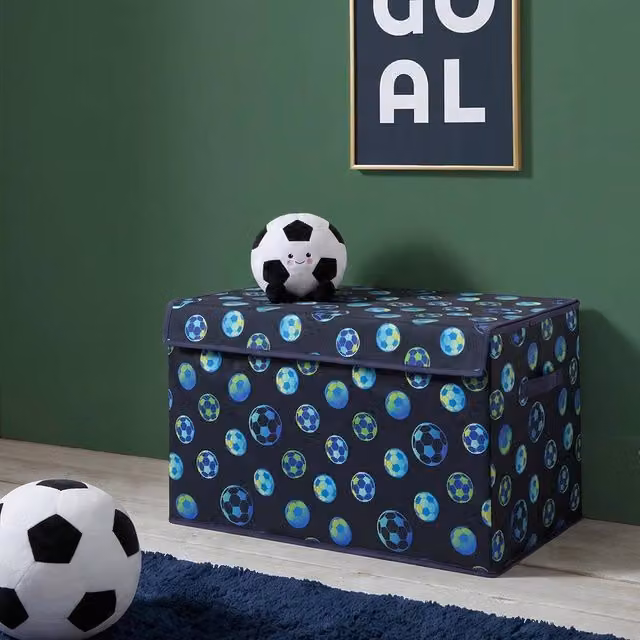 OHS Large Foldable Fabric Storage Box with Lid and Handles, Blue – 3