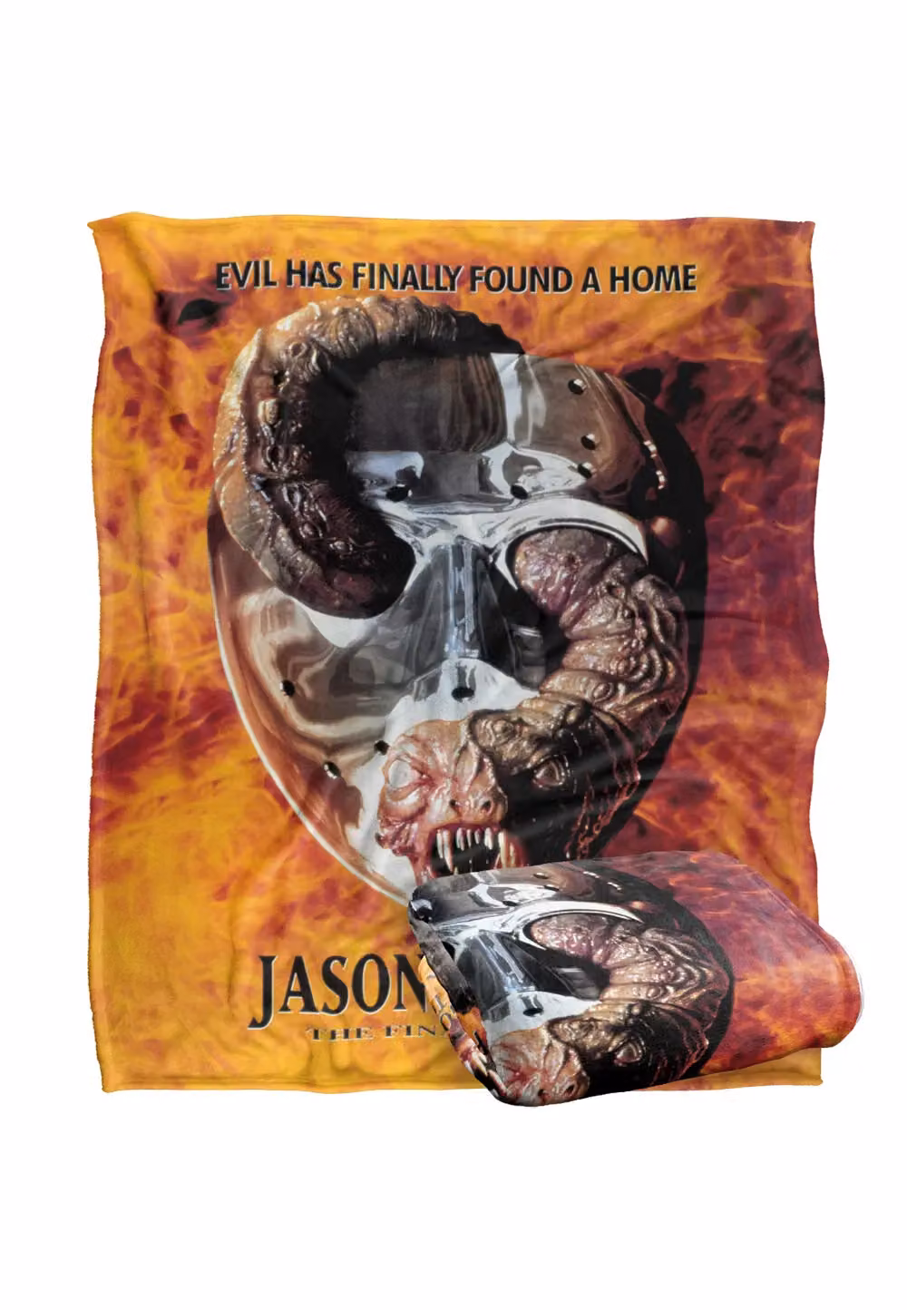 Friday the 13th Jason Goes to Hell Poster Super Soft Throw Blanket, White and Multicolour, W: 152 cm, D: 127 cm – 2