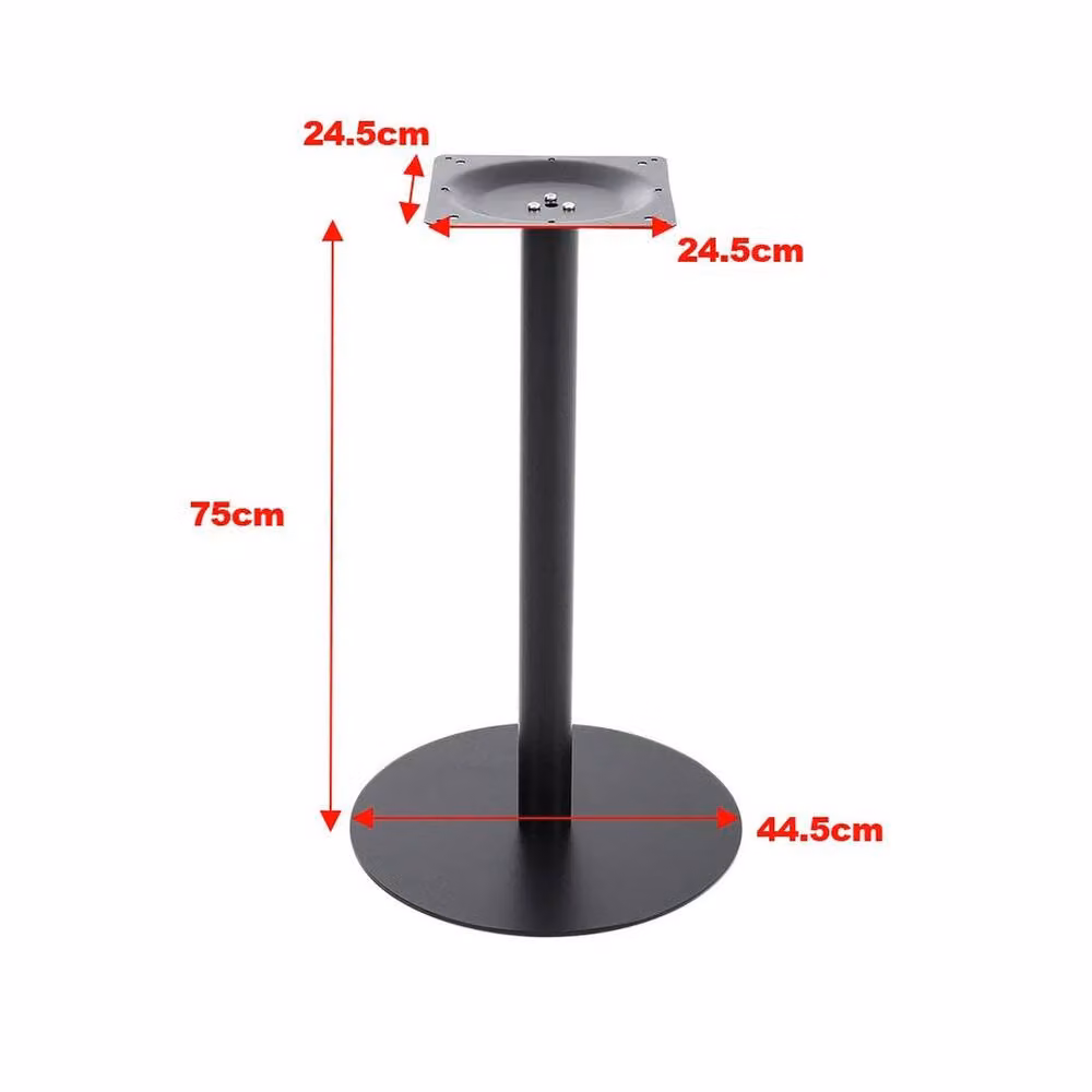 KORVIXA Single Pedestal Table Leg Support Stand in Black, H 75.0 cm x W 44.5 cm x D 100.0 cm – 2