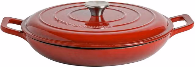 Argon Tableware Shallow Cast Iron Casserole Dish, 2.3L, Slate Grey