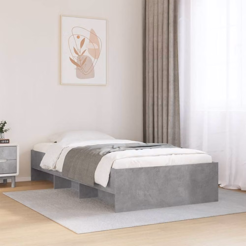 Berkfield Home Durable Engineered Wood Bed Frame in Concrete Grey, W/D/H: 75 x 190 x 35 cm – 2