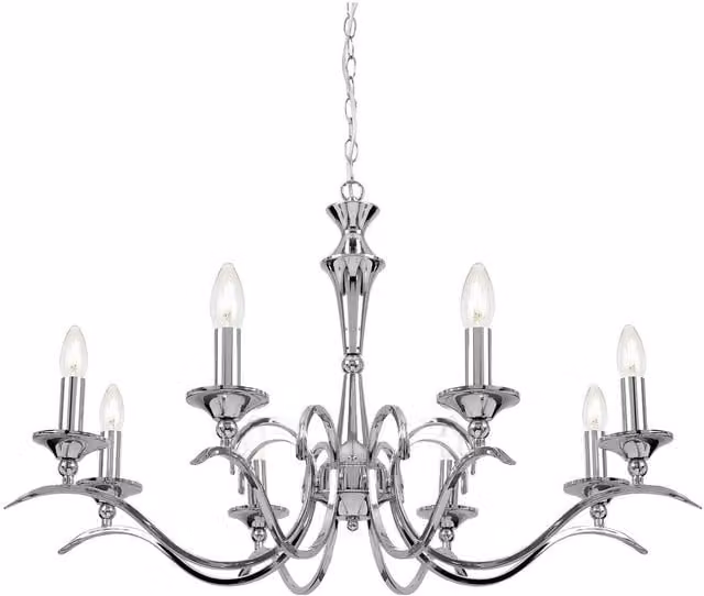 Endon Kora 8 Light LED Ceiling Chandelier in Chrome and Grey with E14 Base