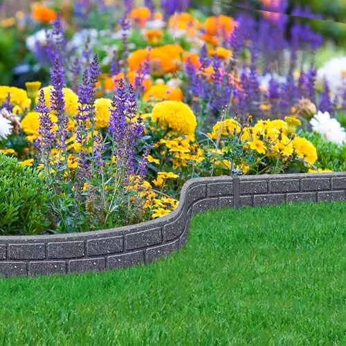 Nicoman Ultra Curve EZ Brick Effect Eco-Friendly Garden Edging, Grey, Pack of 16