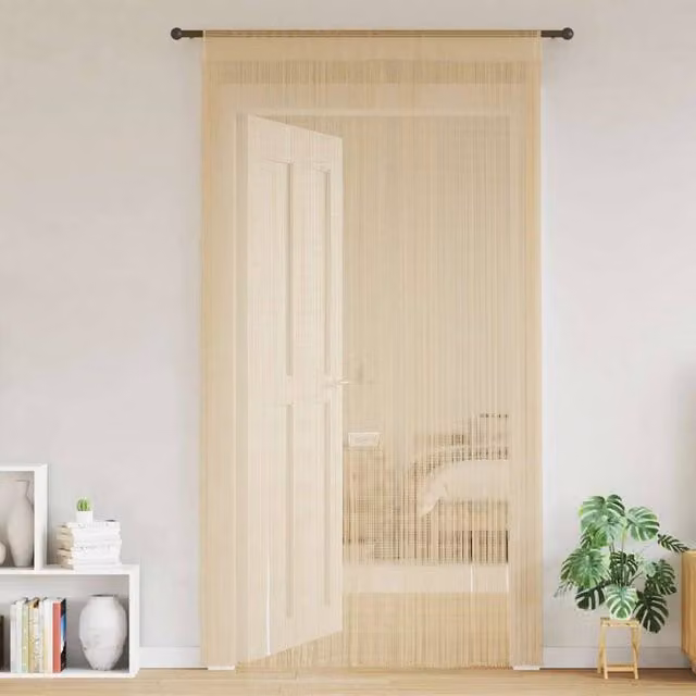 Berkfield Home String Curtains, 2 Pack, Beige, W: 140 cm, H: 250 cm