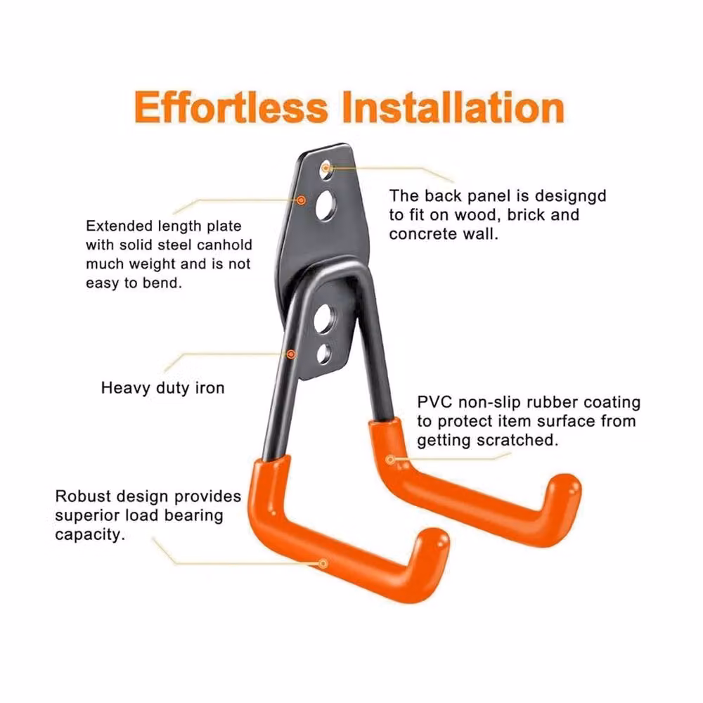 Nordara 8x Heavy Duty Steel Garage Utility Hooks in Orange, W: 52 cm, H: 1000 cm – 2