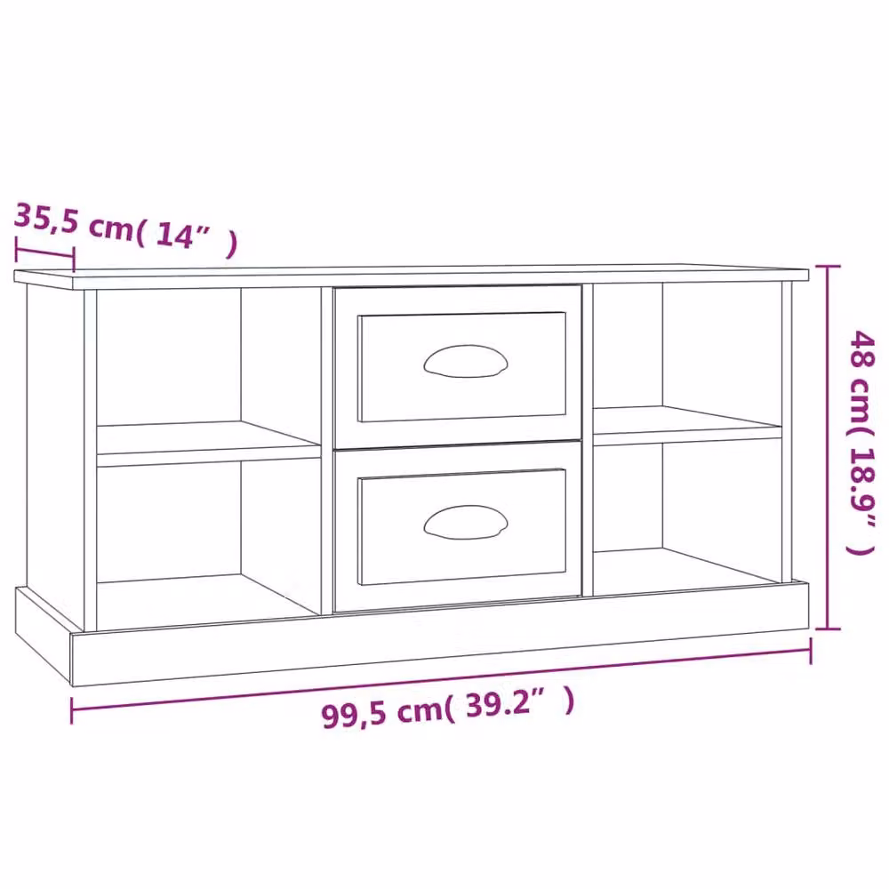 Berkfield Home Industrial Style TV Cabinet in Concrete Grey, W/D/H: 99.5 x 35.5 x 48 cm – 4