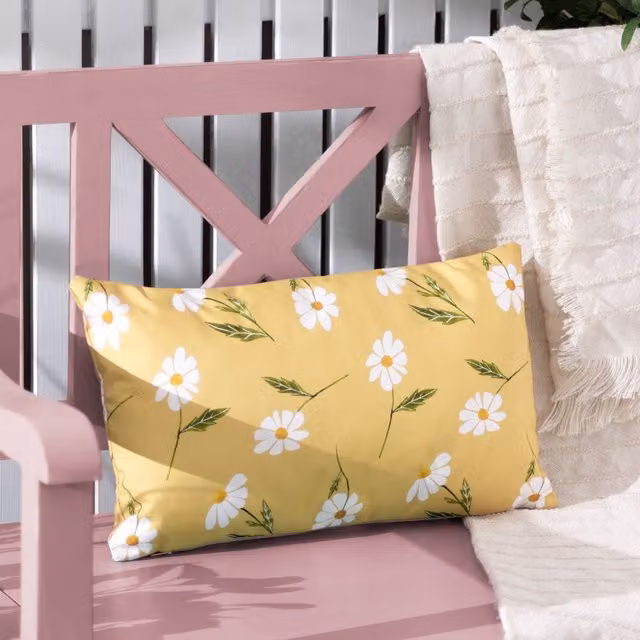 Riva Home Yellow Rectangular Outdoor Polyester Cushion W/D/H: 30 x 30 x 30 cm
