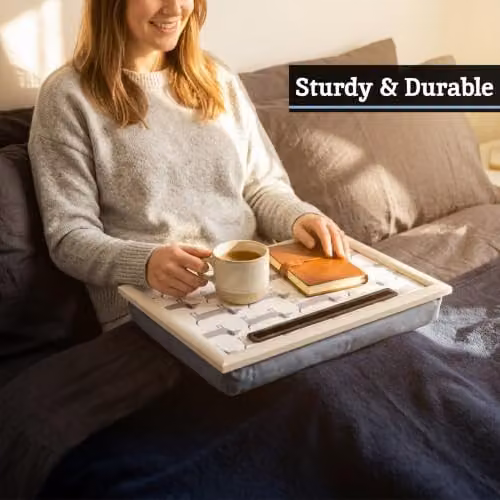 Orsina Dachshund Lap Tray with iPad Holder and Cushioned Base in Black and White – 6