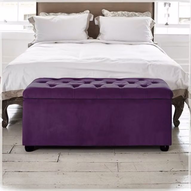 Paradise Furniture UK Chesterfield Ottoman Tufted Box in Amethyst Purple Velvet