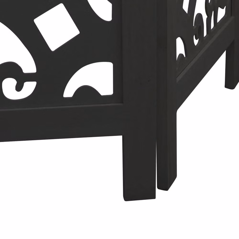 Berkfield Home 3-Panel Black Solid Wood Paulownia Room Divider, H 180 cm x W 330 cm (3 x 110 cm) – 4