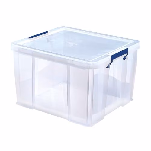 Bankers Box ProStore 48L Stackable Plastic Storage Boxes with Lids, Clear, W/D/H: 30 x 41 x 37 cm