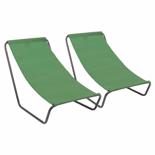 Harbour Housewares Folding Beach Loungers, Pack of 2, Green and Matt Black