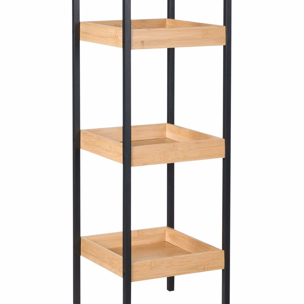 Wyld and Coco Light Brown Bamboo 3-Shelf Unit with Black Steel Frame – 2
