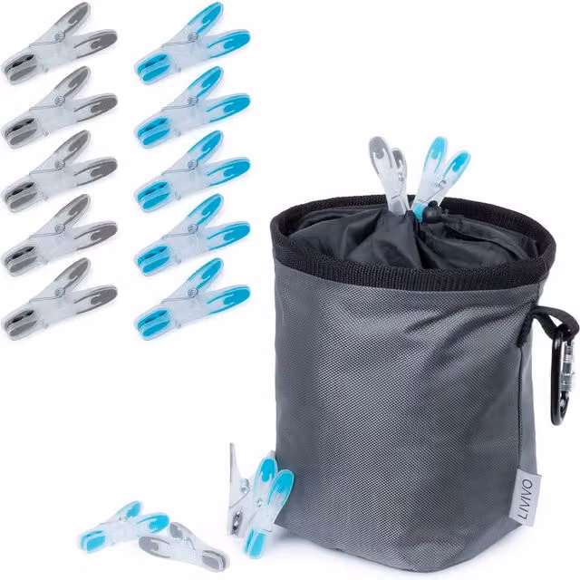 LIVIVO Waterproof Peg Bag in Grey with 50 Heavy Duty Pegs