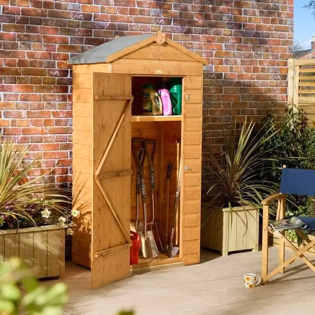 Rowlinson Shiplap Apex Tall Store in Brown Wood, W: 99 cm, D: 55.7 cm, H: 191 cm – 1