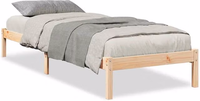 Berkfield Home Extra Long Solid Wood Pine Bed Frame in Beige, W: 80 cm, L: 220 cm