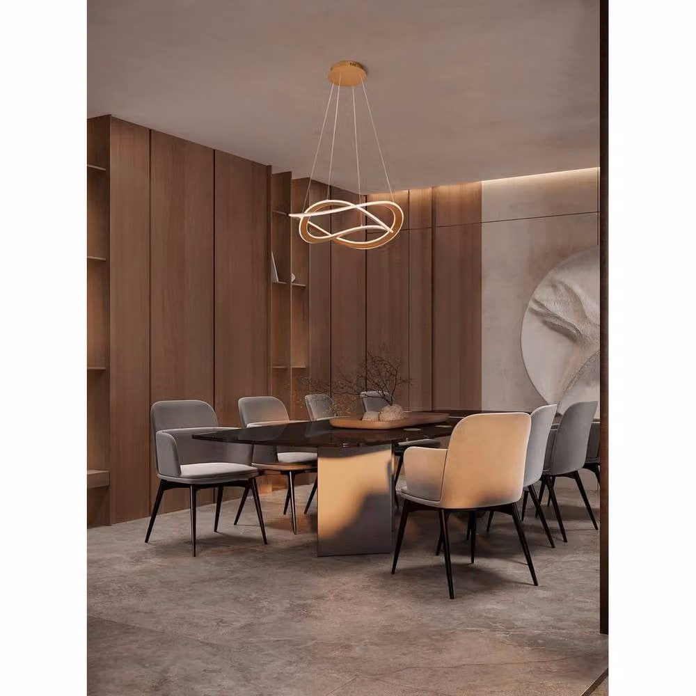 Netlighting Celestia LED Pendant Light in Gold/Brass, 60cm, Dimmable, 87W, 3141lm, 3000K – 2