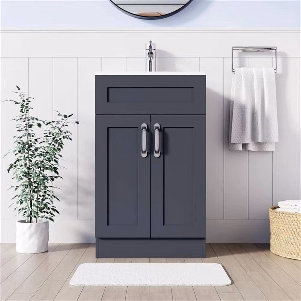 FORGEVIO Crawle Modern Freestanding Grey Bathroom Vanity Unit with Basin Cabinet and Matt Finish, Width: 50 cm – 3