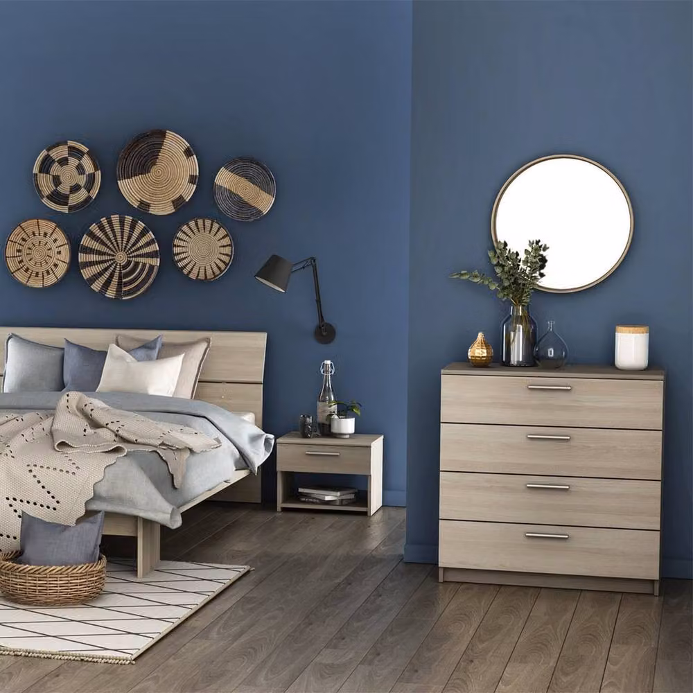 CALICOSY 4-Drawer Chest of Drawers in Light Oak Finish, Width: 79.6 cm – 2