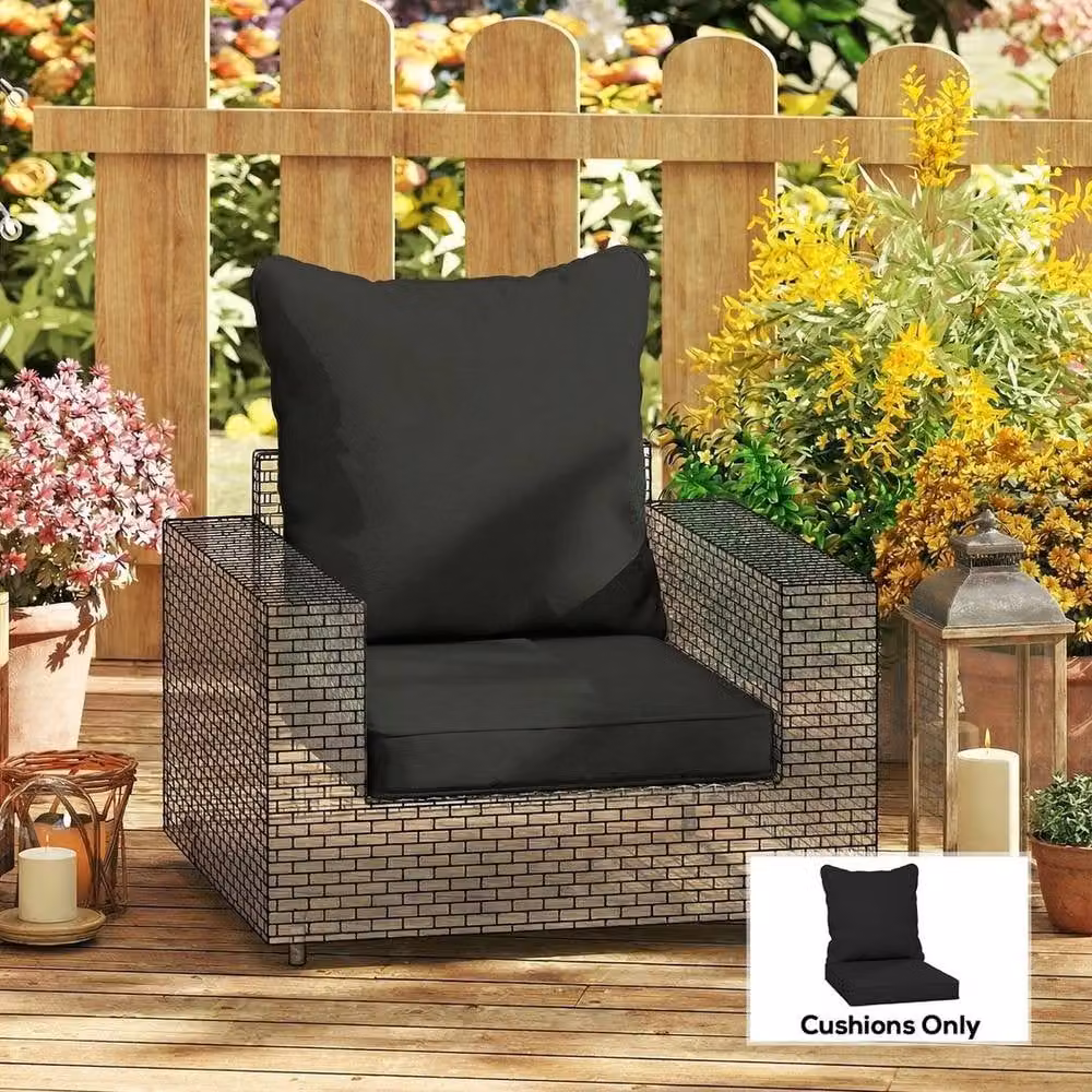 Kelvenix Black Polyester Cushion Set with Seat and Back Pad – 5